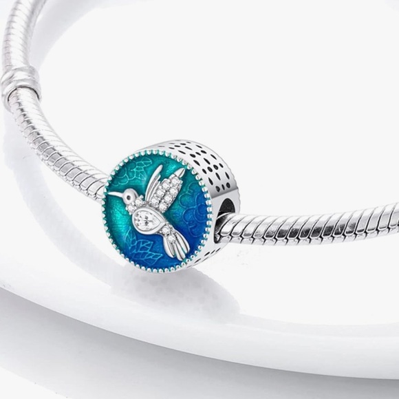 Hummingbird sterling silver slide charm fits all Pandora bracelets - Picture 2 of 4